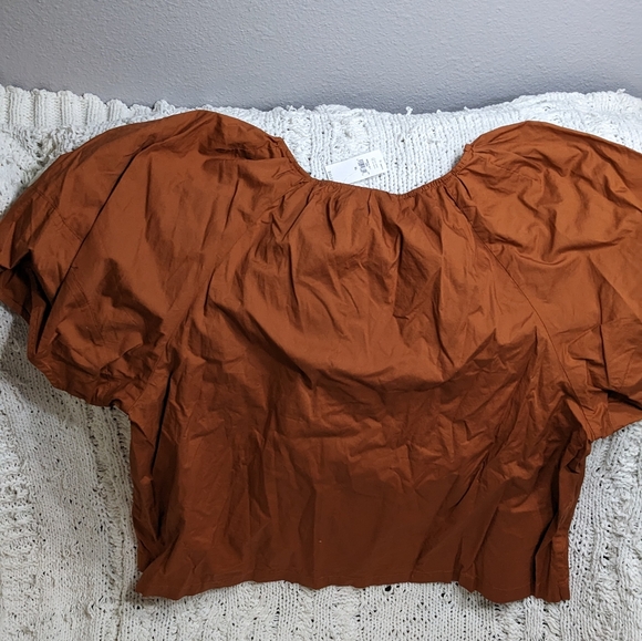 NWT GAP XL Flutter Sleeve Blouse, Rust - Picture 4 of 4